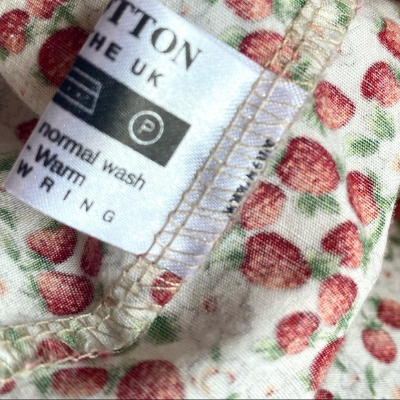 Minkie Strawberry Print Pattern Off the Shoulder Mini Dress Elastic Waist - Picture 7 of 7